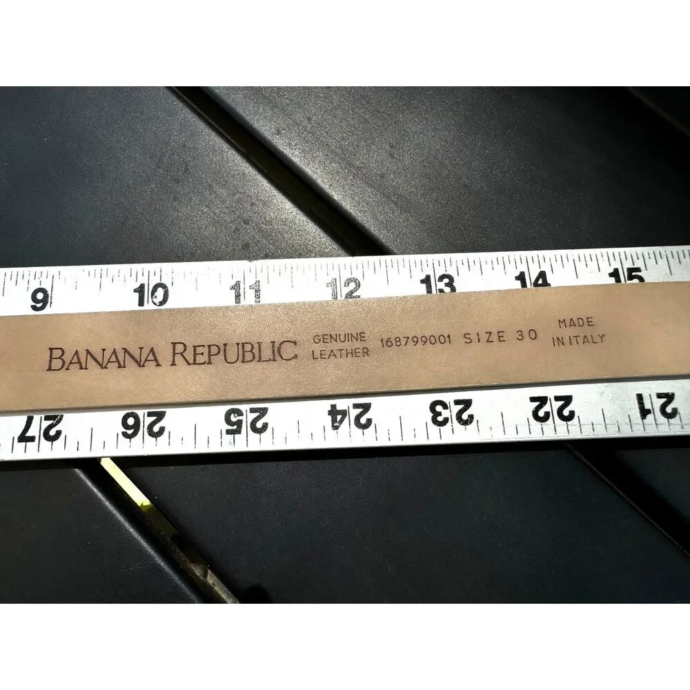Banana Republic 100% Cream Leather Belt SZ 30 Made in Italy Olive & Cream Buckle